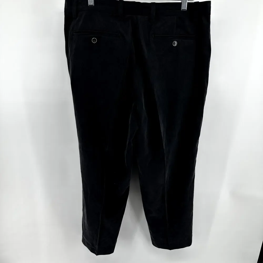 Tommy Bahama Silk Pleated Dress Pants Zip Fly Pockets Career Black 36x32